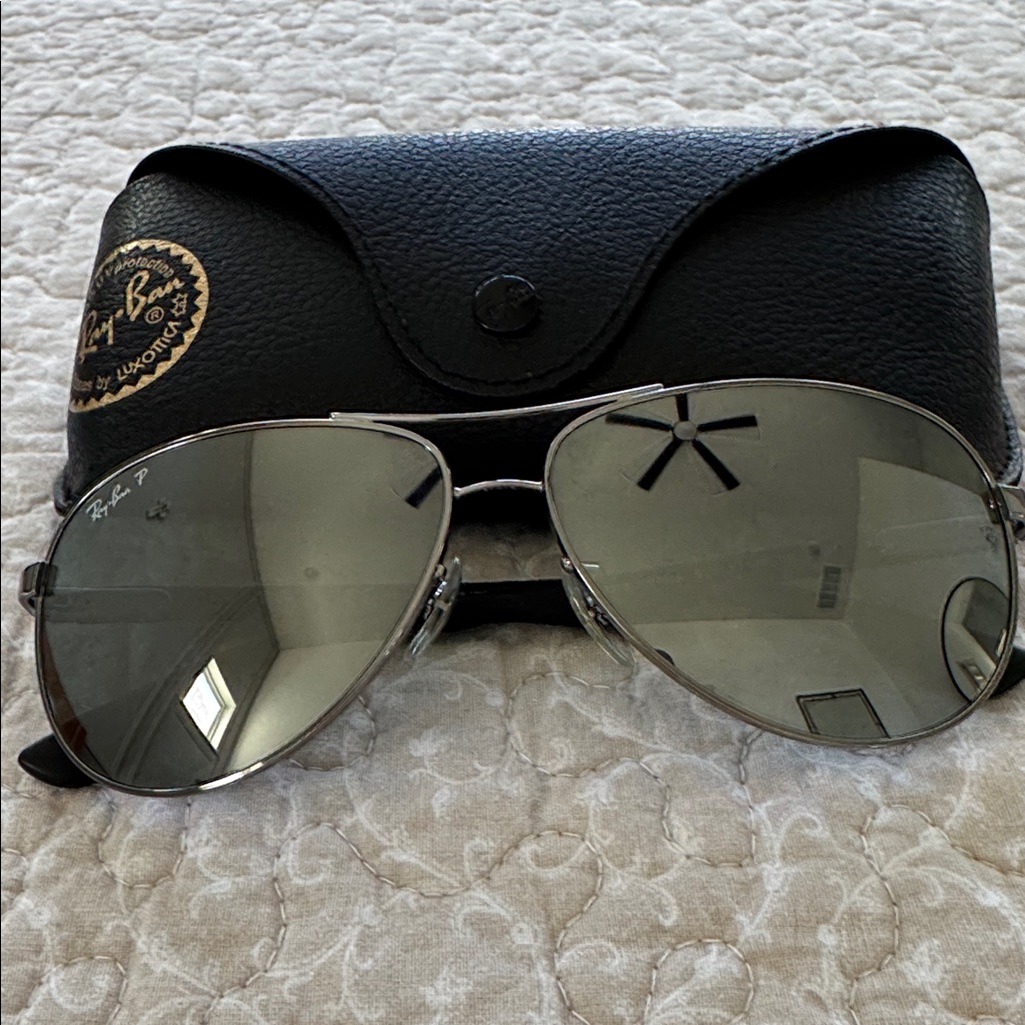 Ray-Ban Metallic Gunmetal Aviator Sunglasses